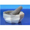 Mortier hexagonal + pilon en agate polis - Ø intérieur ~ 40mm - ht. 30mm