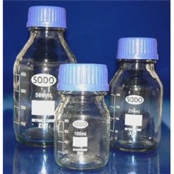 Flacon iso bouché 500ml gl 45 pp/bleu - verre sodocalcique