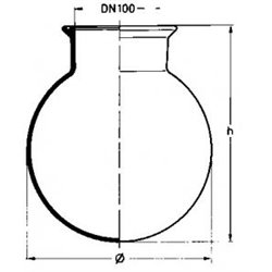 Corps sphérique rodé à gorge dn 100 capacité 2 litres