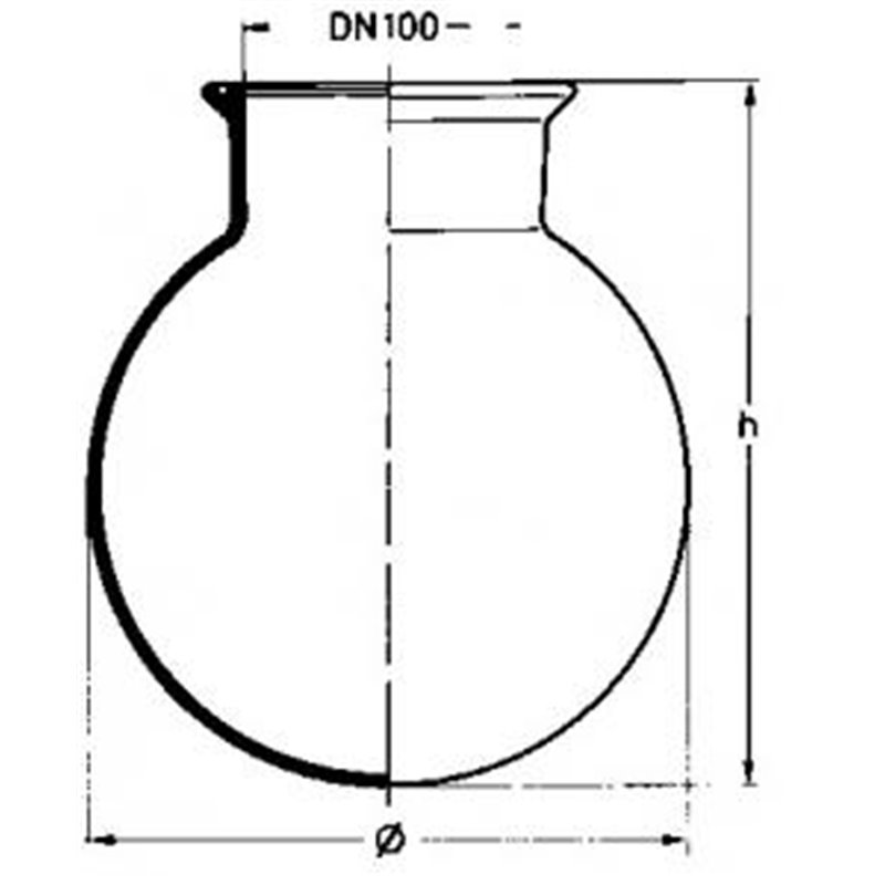 Corps sphérique rodé à gorge dn 100 capacité 2 litres